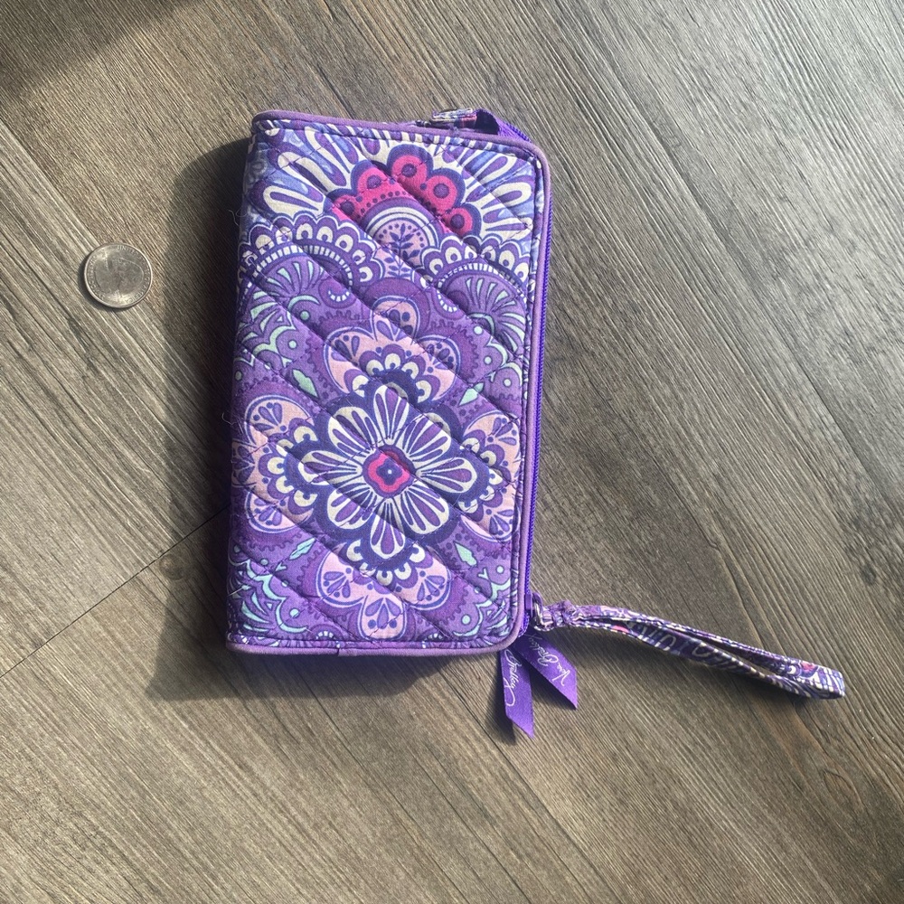 Purple Patterned Zip Wallet